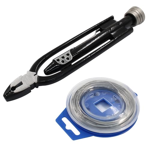 Litoexpe 6 Inch Safety Wire Pliers with 50 FT Safety Wire, Wire Twisting Tool Lock Wire Pliers Automatic Metal Lock Twister for Aircraft Auto Industry