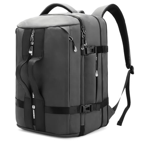 JODEBES Travel Backpack Carry On 50L, Laptop Backpack,Airline Approved Duffel TSA Luggage Bag for Men Women, Water-resistant Large Business Rucksack Daypack, Fits 17.3' Laptop,Grey