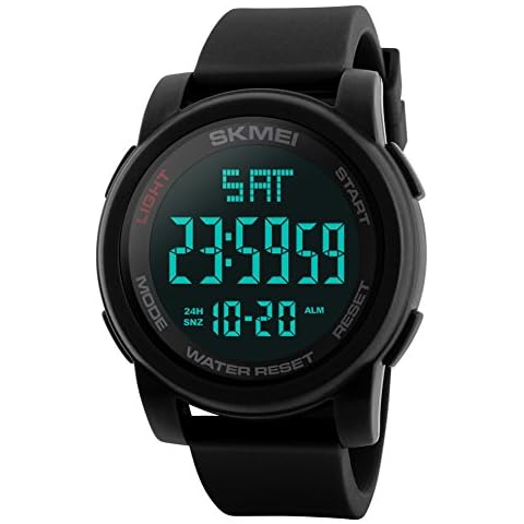 SKMEI Simple Digital Men’s Military Watches Waterproof Electronic LED Double Time Black Wristwatch Sport Cover