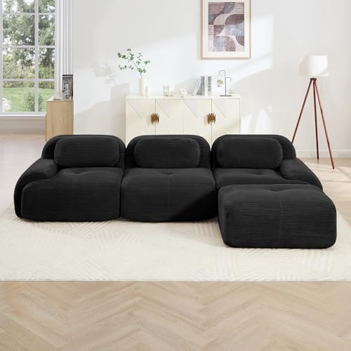 Image of Corduroy Modular Sectional Sofa, Oversized Cloud Couches for Living Room