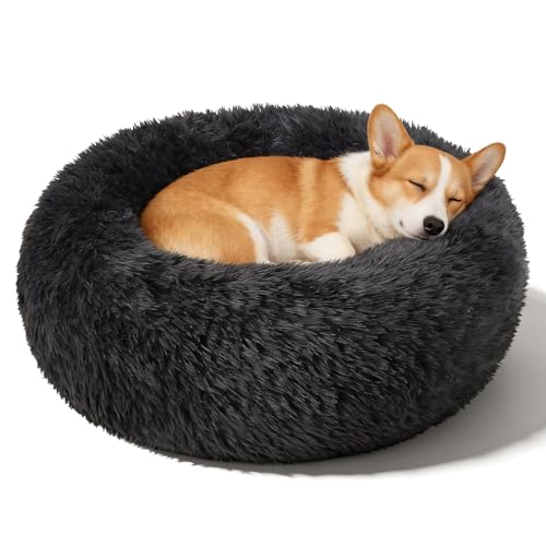 Image of Dog Calming Beds for Medium Large Dogs Round Donut Washable Anxiety Dog Bed