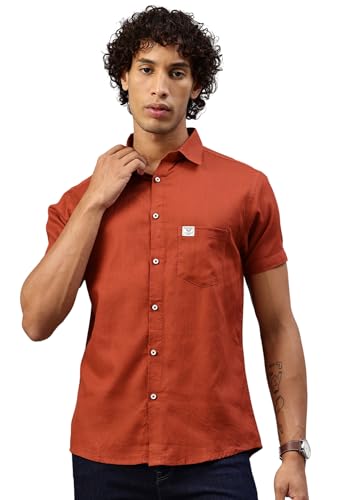 Image of Majestic Man Men Slim Fit Pure Cotton Solid Half Sleeve Casual Shirt
