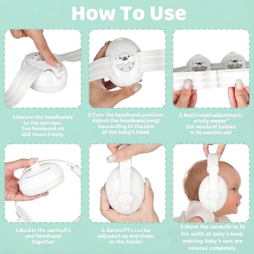 Image of Babies Hearing Protection Earmuffs for 0-48 Months, Adjustable Baby Ear Muffs with 2-in-1 Design | Comfortable Noise Reduction for Travel, Flight & Sleep - Ideal for Infants, Toddlers