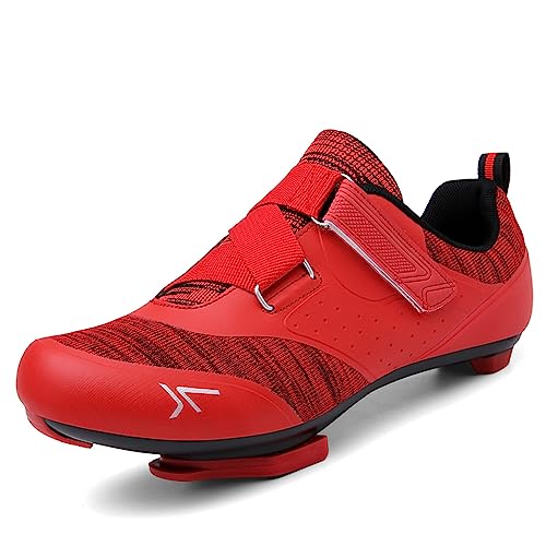 Mens Cycling Shoes Compatible Lock Pedal Bike Shoes Womens Bicycle Shoes Road Bike Riding Shoes Red 41