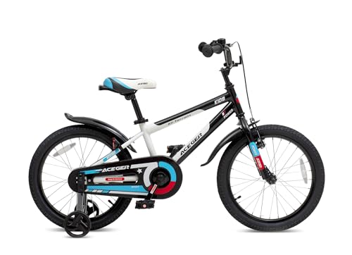 Image of ACEGER Simon Kids Bike for Boys Girls Toddlers, Unisex for Aged 3-13 Years, 12 14 16 18 Inch Children Bicycle with Training Wheels, 20 Inch Bike with Kickstand