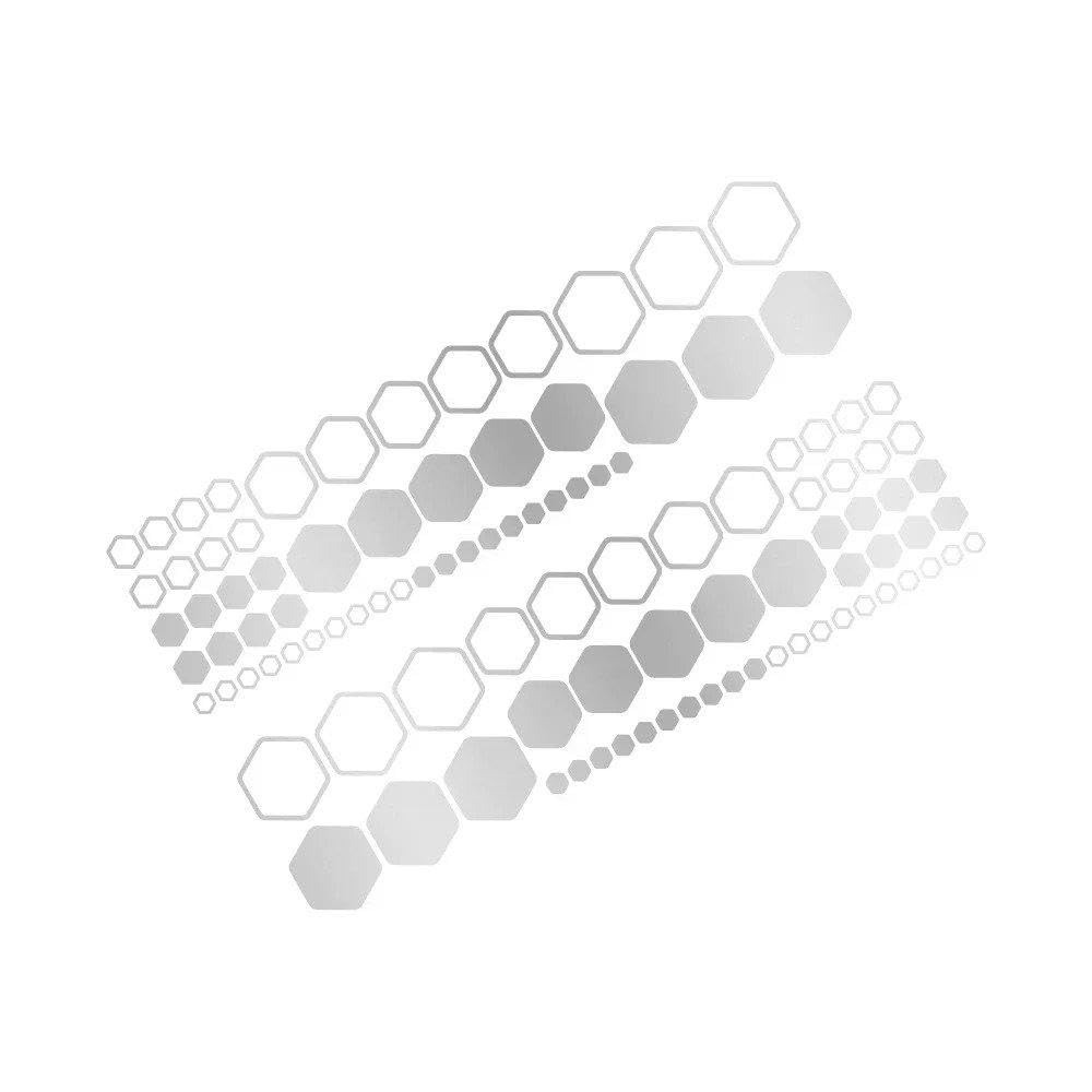 Bertdcx Matt Silver Auto Accessory Car Honeycomb Combination Stickers Polygonal Waterproof Vinyl Decals Decoration Diy Side Body(Matt Silver)