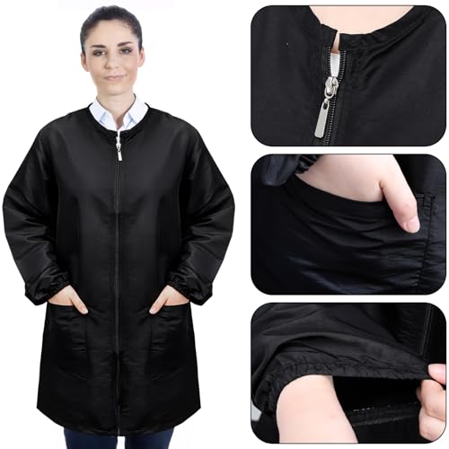 Waterproof Pet Grooming Smock, Long Sleeves Dog Grooming Workwear, Anti-Static Baber Uniform with Full Zipper & Pocket3