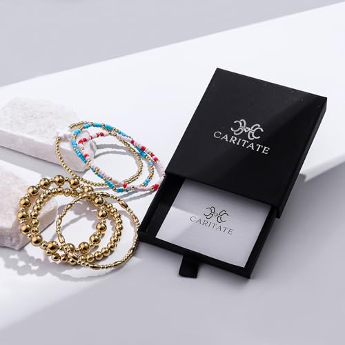 Gold Beaded Bracelets for Women: 14K Gold Bracelets for Women Trendy Dainty Gold Ball Bracelet Stack for Womens - Boho Stretch Bracelets Jewelry Sets with Cross Fashion Accessories Gifts for Women3