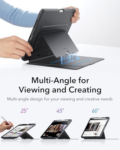 Image of ESR for iPad Air 11 Inch Case M4 /M3 /M2 (2026 /2025 /2024), iPad Air 5th /4th Gen (2022 /2020), Vertical Stand Cover, Multi Stand Angles, Ultra-Stable Case with Pencil Holder, Flip Series, Black