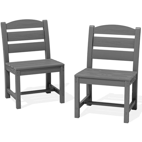 Image of SERWALL Armless Modern Dining Chair Set of 2, All Weather Resistant, Black