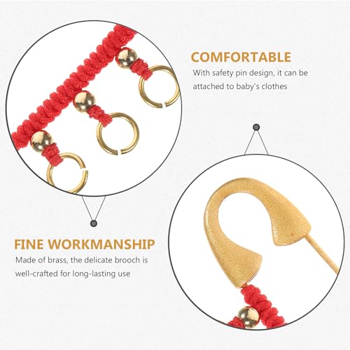 Image of KESYOO Chinese Vintage Brooch Pin Brass Safety Pins Amulet for Baby Red String Diaper Brooch Feng Shui Protection Jewelry Newborn Pregnant Mother
