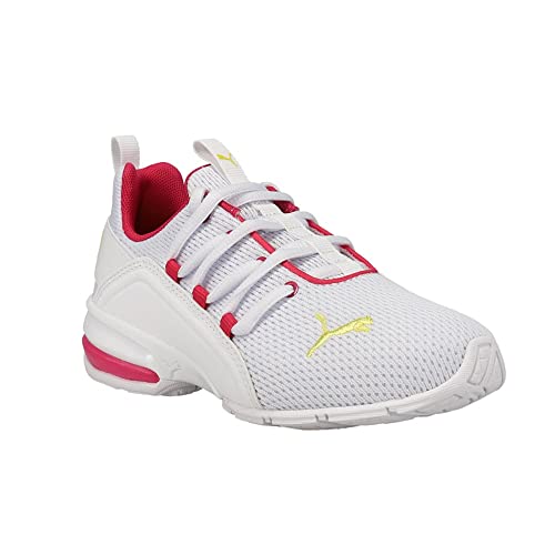 Image of PUMA unisex child Axelion Running Shoe, Puma White-beetroot Purple, 12 Little Kid US