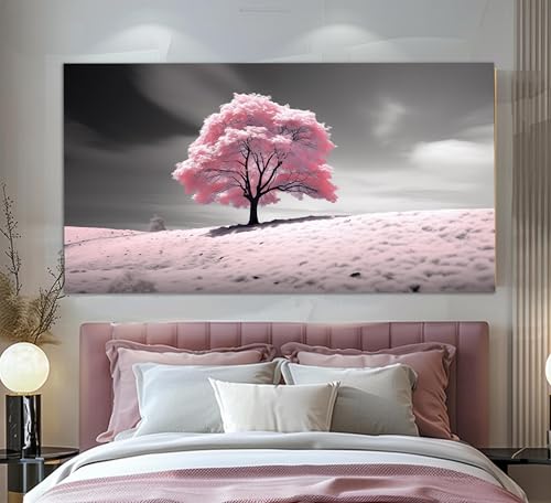 Affiche abstraite d'arbre rose décoration murale salon grand format