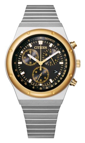 Eco-Drive AT2544-64E - Reloj cronógrafo de acero inoxidable para hombre de edición limitada