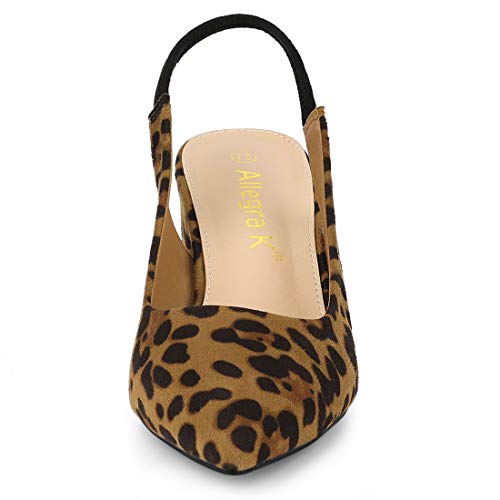 Allegra K Allegra K Women's Pointed Toe Block Heel Pumps Leopard Slingback Heels - 7 M US