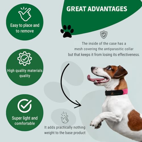 Anti-Parasitenabdeckung für Hundehalsband, Flohschutz für kleine und große Rassen, geeignet für alle Größen (Rosa, M: 36-39 cm)