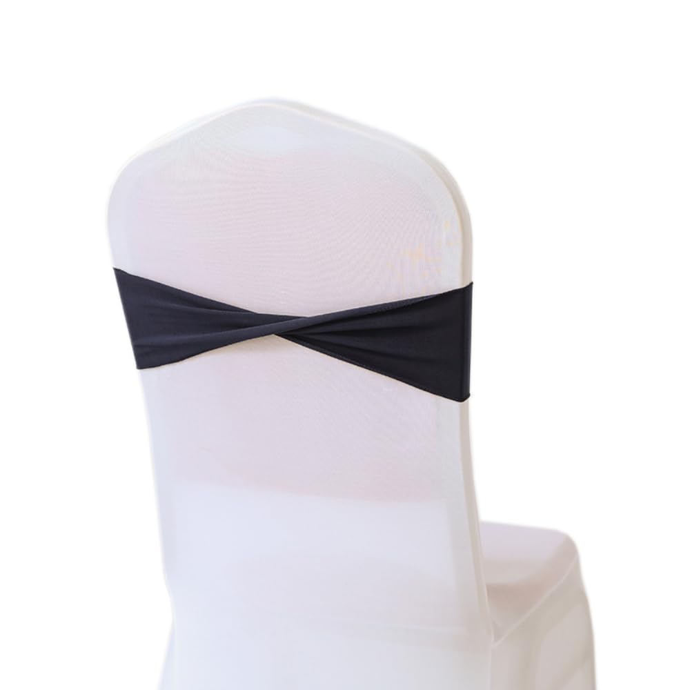 Stuhlschärpen Spandex-Stuhlschärpen Schleifen Hochzeit Stuhl Bogen | Stuhl Schärpen Stuhlbänder Schleifen für Stuhlhussen Elastikbänder Stuhlrücken-Dekorationen,50 Stück,Marineblau
