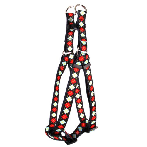 Image of Yellow Dog Design Step-in Harness, Large, Red Argyle