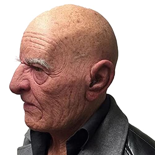 Realistic Old-Man Mask ,Halloween Face Cover Visible Latex Headgear Head Cover Mask Novelty Costume Party Prop Kids #TOP20