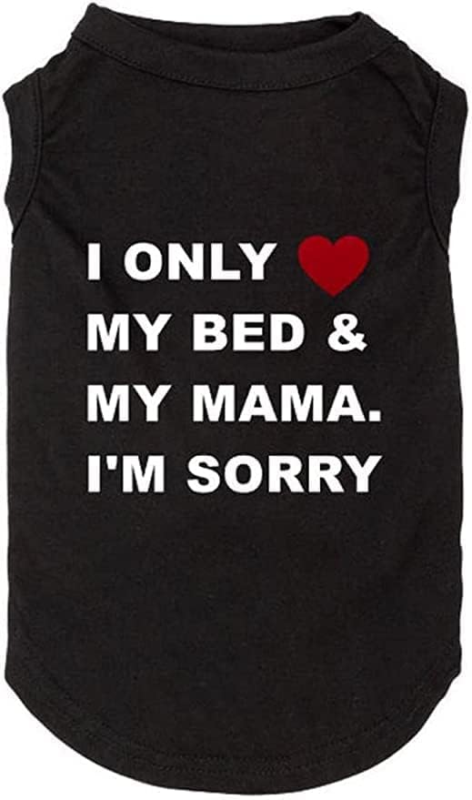 Camisas para perros Chaleco con estampado de letras para perros pequeños y grandes Disfraz con eslogan Pijamas para perros Regalo para cachorros Ropa para mascotas Mamá's Boy (pequeño, O-Negro)
