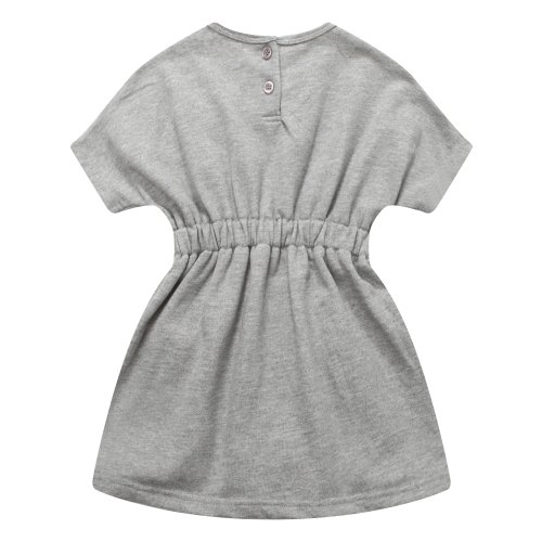 Richie House Girl's Elastic Waisted Dress With Patch Pockets Rh1175-C-1/2 Grey #TOP1