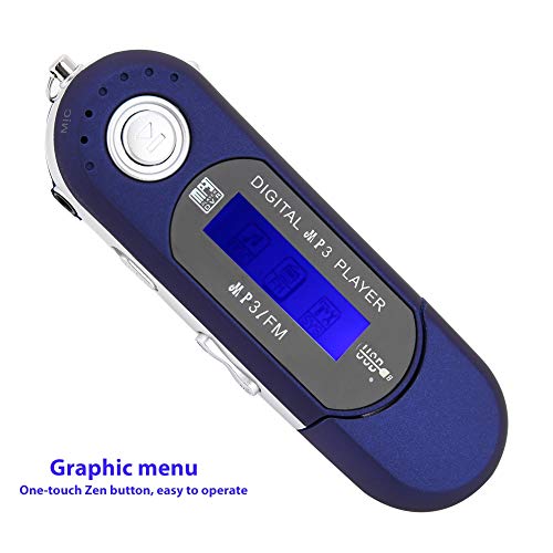 USB Mp3 Digital Music Player, USB Stick Mp3 Player,Music Player Supports AAA Battery, USB Player with LCD Screen FM Radio Voice,Support Memory Card,for Kids (Blue) - Thumbnail 6