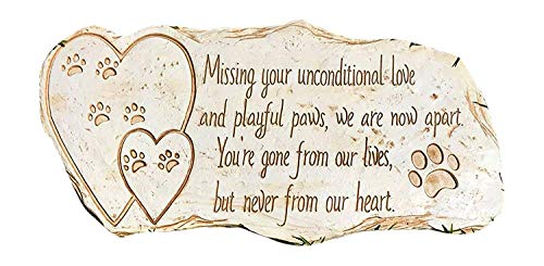 Pawprints Remembered Pet Memorial Stone Marker For Dog Or Cat - For Outdoor Garden, Backyard, Or Lawn. Pet Grave Headstone Tombstone - Loss Of Pet Gift - Made Of Weatherproof Resin #TOP1