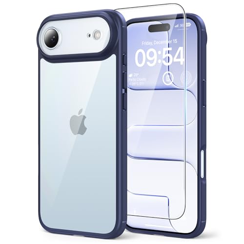 Image of TAURI for iPhone Air Case, with Screen Protector, Blue | Full Camera Protection, Anti-Yellowing Military-Grade Protection Shockproof Slim Phone Case for iPhone 17 Air