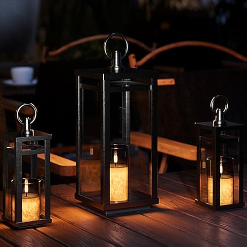 LED Kerzen mit Fernbedienung Timer Funktion mit Glas Tasse, Flackernde Flammenlose, Echtwachskerze, Batteriebetrieben - Grau – Bild 3