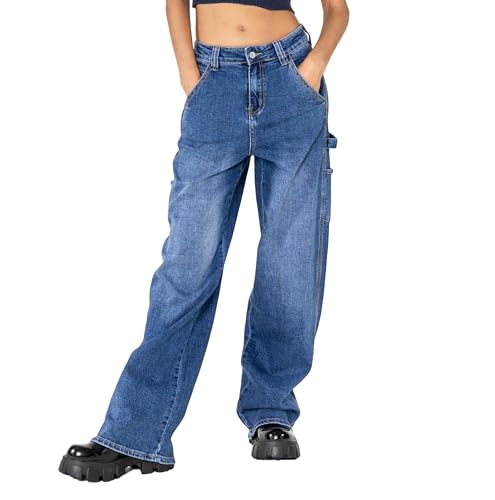 Jean stretch large femme look usé denim élastique Nina Carter