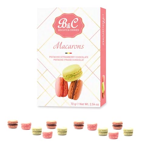 Assorted Biscuits & Cookies Macarons with Almonds and Pistachio Strawberry Chocolate Fillings Gift Box
