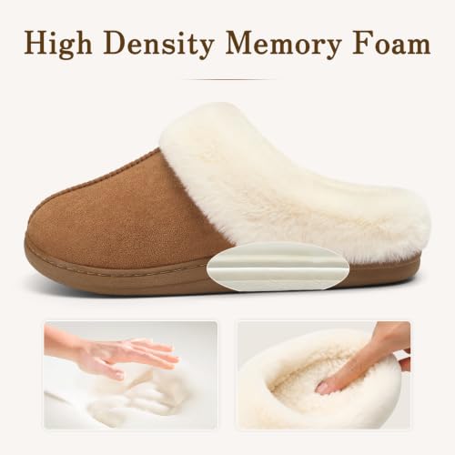 Image of Evshine Women's Memory Foam Fuzzy Slippers Cozy House Shoes