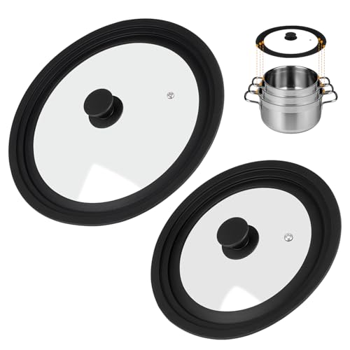 Akicderu Universaldeckel 2er-Set, Pfannendeckel, Glasdeckel für 24/26/28 cm und 28/30/32 cm Töpfe und Pfannen… – Ansicht 1