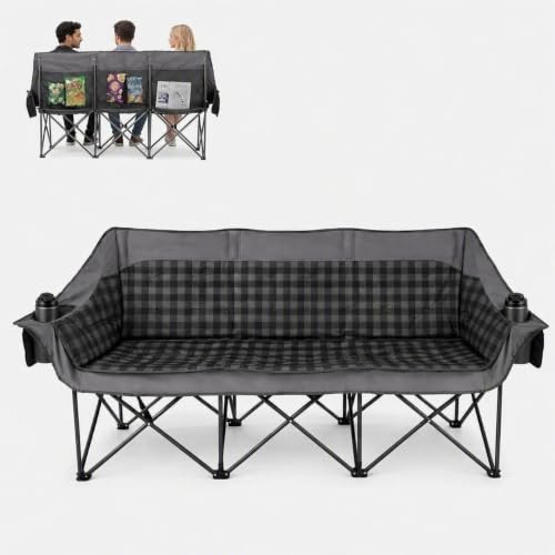 Image of Oversized 3 Person Camping Chair Heavy Duty Double Camp Loveseat