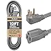 Cablectric 12 Foot Appliance Extension Cord, Gray - 14 Gauge 3 Prong SPT-3 Heavy Duty Cable for Major Appliances