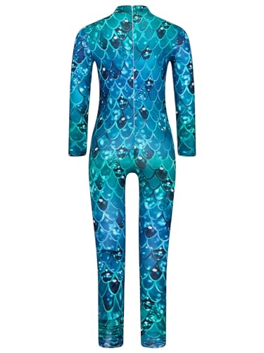 renvena Girls Mermaid Cosplay Jumpsuit Back Zipper Beach Swimwear Mock Neck Swimsuit2