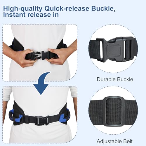 Gait Belt with 7 Handles for Seniors & Caregivers - 5” Wide Transfer Belt for Elderly, Bariatric & Disabled | Adjustable 30-50 Inch, Quick-Release Buckle | Heavy Duty Support for Home Care by WSDKNS - Image 7