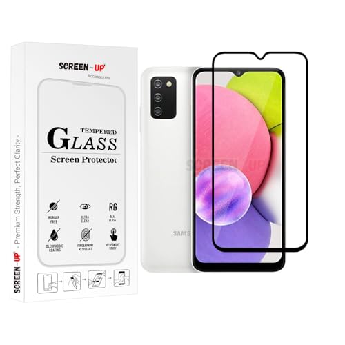 Image of ScreenUp Tempered Glass For Samsung Galaxy A03s - Ultra Clear, 9H Scratch Resistant, Full Coverage, Easy Install Screen Protector