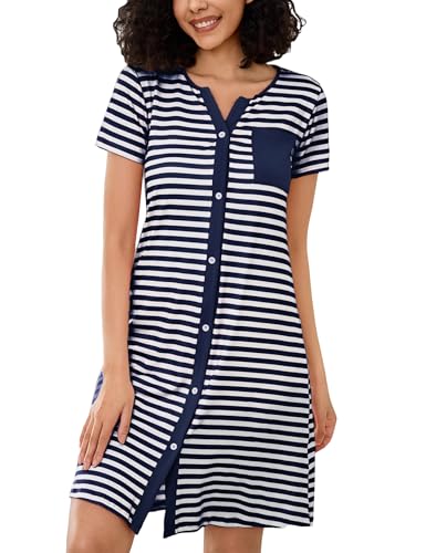 Marvmys Nachthemd Damen Kurzarm Nachtwäsche Sleepwear Stillnachthemd...
