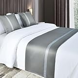 ROTAPUZ Bed Runners for Queen Size Bed, Bed Scarf for King Size Bed, Bedroom Home Hotel Decor-Light Gray||240X50cm