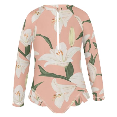 KLL Sweet Lily Blush Swimsuit Long Sleeve 1 Piecing Girls UV Protection Swimsuits Girls Bathing Suit2