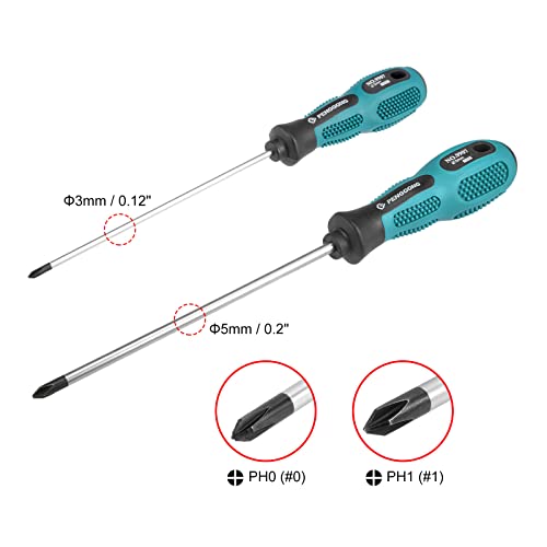 uxcell Phillips Screwdriver Set, #0 & #1 Magnetic Cross Screw Driver | CR-V Round Shaft