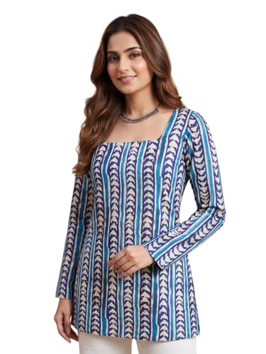 Image of Leriya Fashion Short Kurti for Women | Women's Floral Printed Rayon Short Kurta | Top for Woman | Comfortable, Office & Casual Kurtis for Jeans, Leggings & Trousers