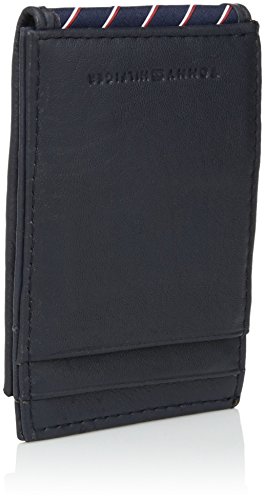 Tommy Hilfiger Men's RFID Leather Front Pocket Wallet With Magnetic Money Clip -navy, 1Siz2