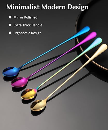 Lovingly Yours 9.5INSPOON4MULTI 9.5-Inch Long Handle Ice Tea Spoons, Ice Cream Spoons, Iced Teaspoons Long Coffee Spoons, Stainless Steel Stirring Spoons, Set Of 4 thumb #5