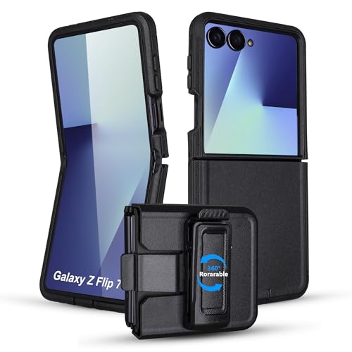 Image of for Samsung Galaxy Z Flip 7 Case with Belt Clip Holster, 2 Layers of Sturdy, Heavy Duty Protection Case for Samsung Z Flip 7, Black