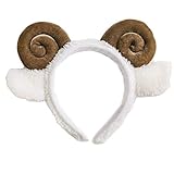 ♥ Material: Stoff S-TROUBLE Frauen Mädchen Nette Schafe Horn Ohren Stirnband Samt Plüsch Cartoon Tierhaarband Cosplay Kostüm Lässig Waschen Gesicht Make-Up Headwear