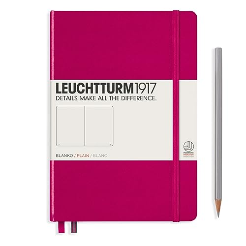 LEUCHTTURM1917 - Notebook Hardcover Medium A5-251 Numbered Pages for Writing and Journaling (Berry, Plain)