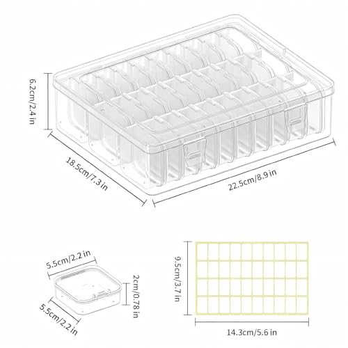Image of SHALVI Transparent Jewellery & Accessories Storage Box | Box Multi-Compartment Organizer with Removable Grids | Plastic Organizer Box for Earrings, Beads, Craft & Small Items (30-PCS (2))