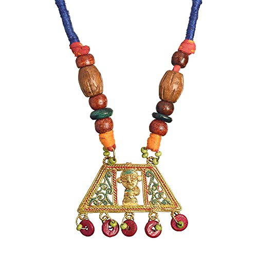 Image of AAKRITI ART CREATIONS Royal Empress Handcrafted Tribal Dhokra Necklace & Choker Collection | Artisan Ethnic Brass Jewelry with Oval & Square Designs, Amulet & Talisman Styles for Women